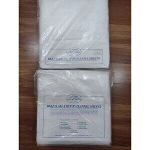 LL Bean 100% Cotton Flannel Twin Long Sheet Set White Portugal NEW In Package